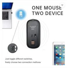 Ultra-Slim Wireless Bluetooth Mouse – Silent Click, Rechargeable & Portable